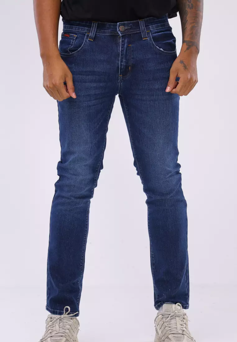 Denim Long Pants Slim Tapered Fit Stretch