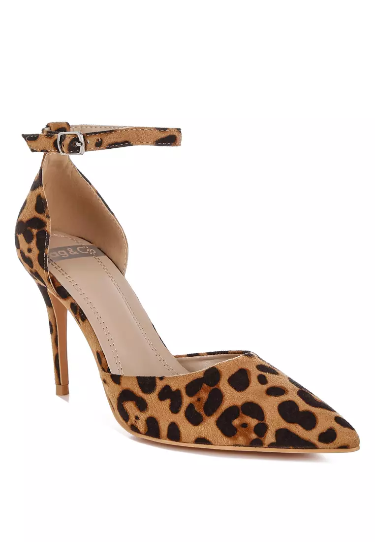 Microfiber Stiletto Sandals in Leopard