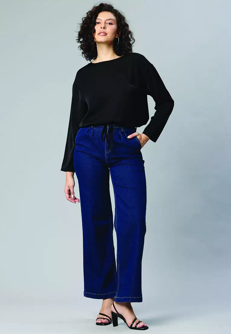 Drawstring Relaxed Top In Black