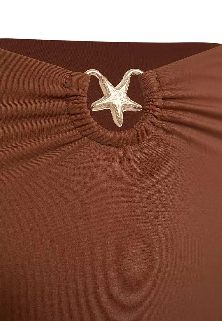 Star High Waist Ruched Hipster Bikini Bottom