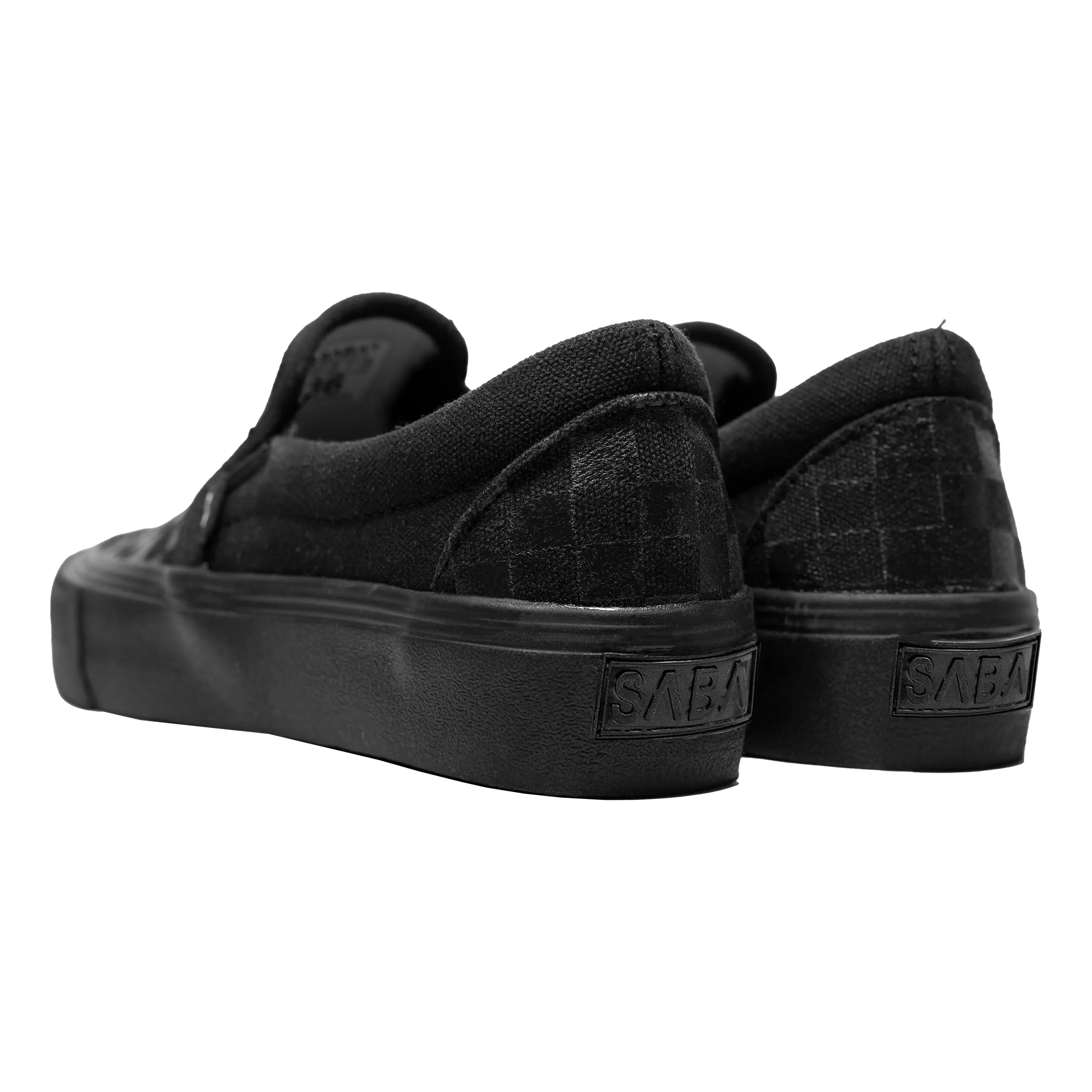 SABA Checkerboard Slip On All Black  - Sepatu Sneakers Casual Pria Wanita