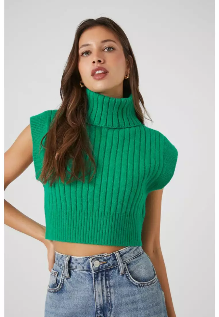 Cropped Turtleneck Sweater Vest