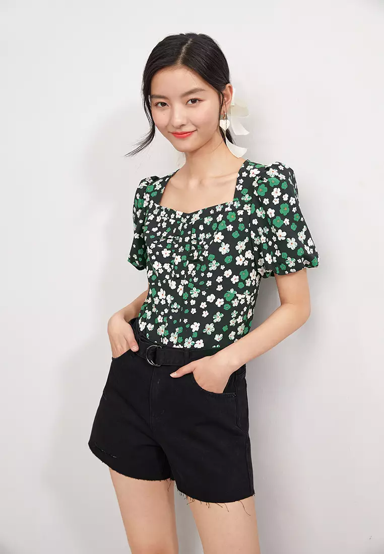 Ripped Cuff Denim Shorts