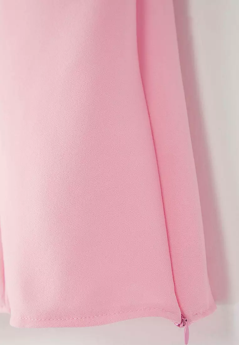 Pink Sleeveless Backless Bowknot Stylish Woven Plus Size Blouse TBBSS25AF00089