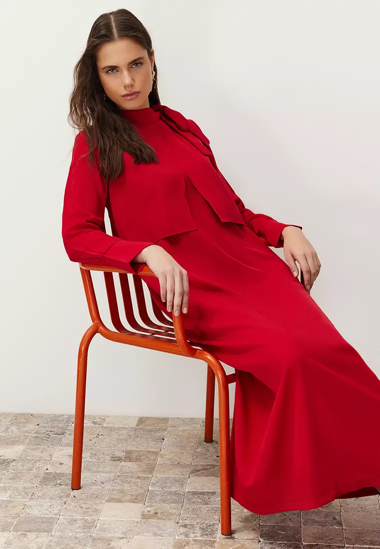 Buy Trendyol MODEST Bow Neck Dress 2026 Online | ZALORA