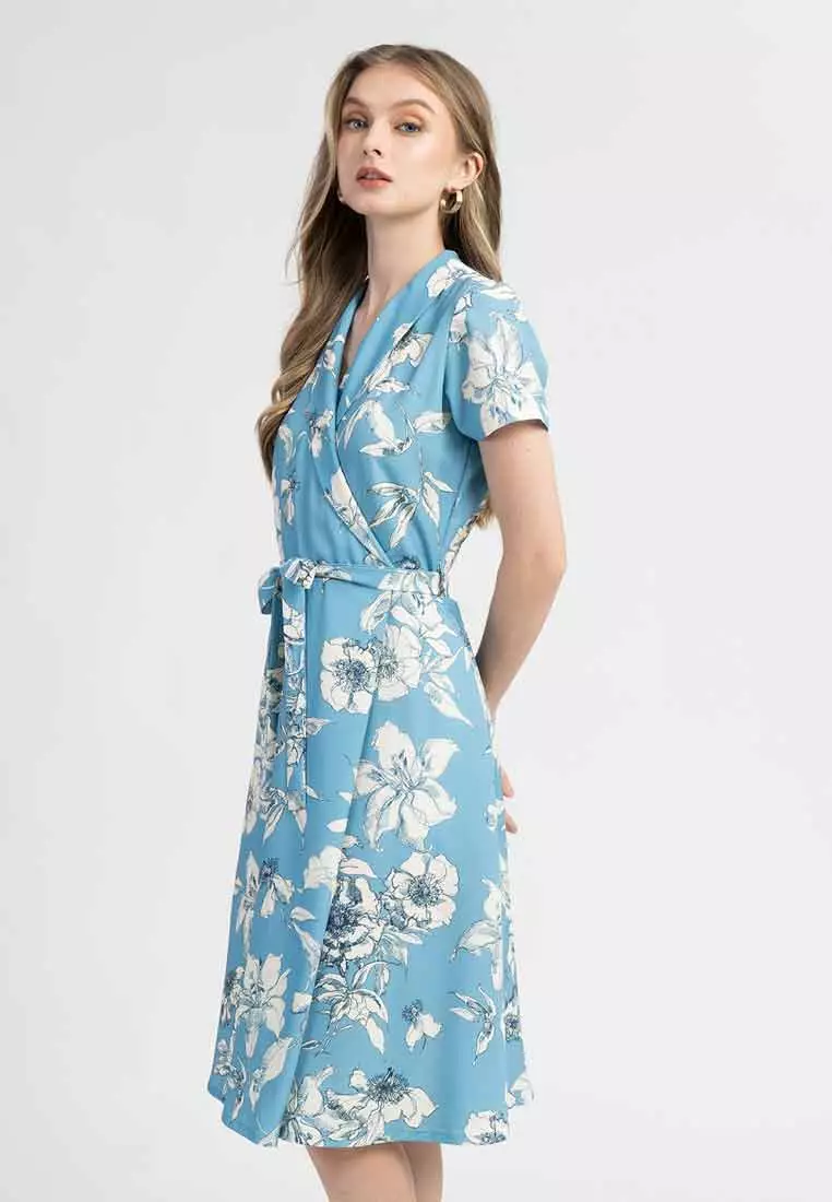 Nadia Floral Wrap A-Line Dres
