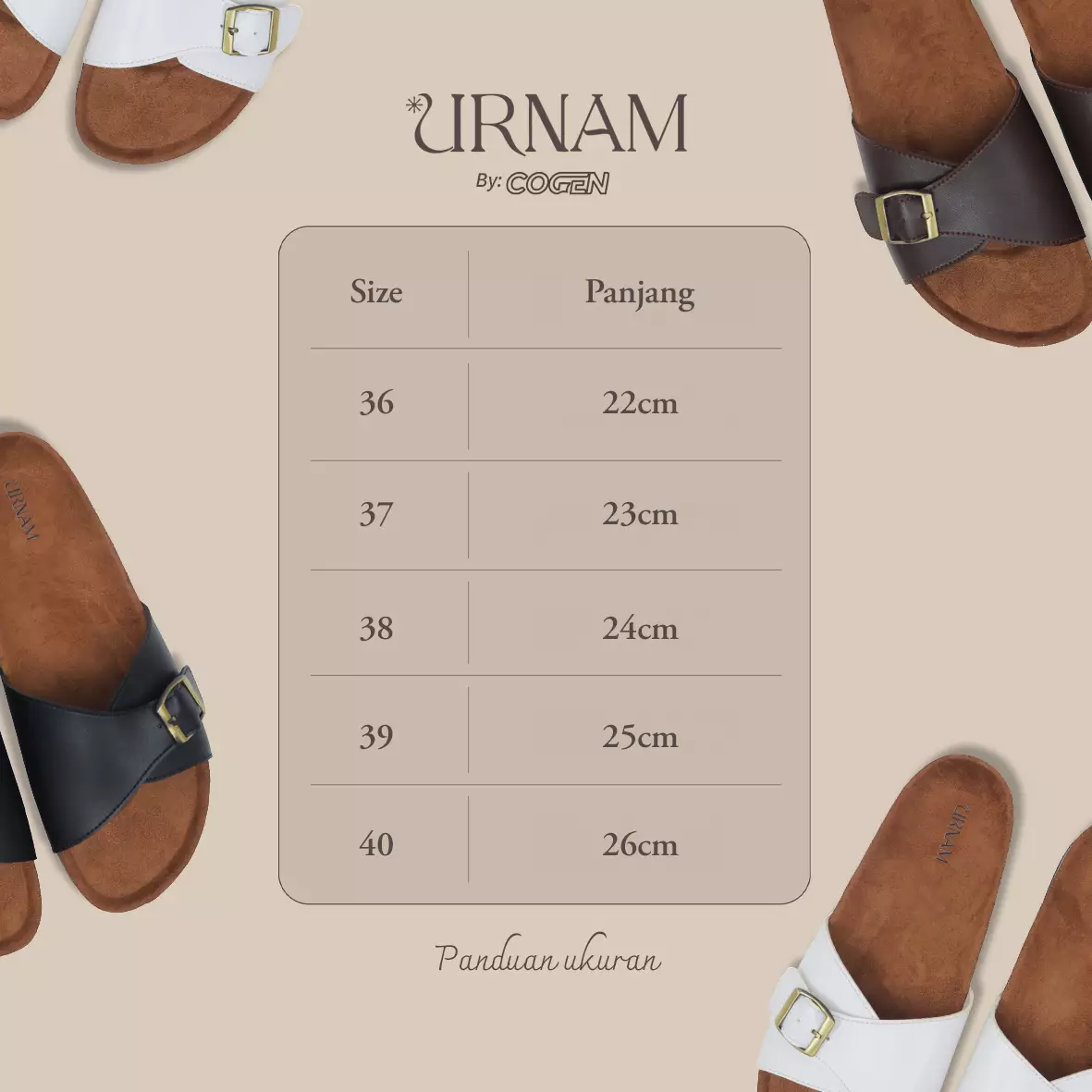 Urnam Sandal Slop Wanita Flat  Kasual Nyaman - White