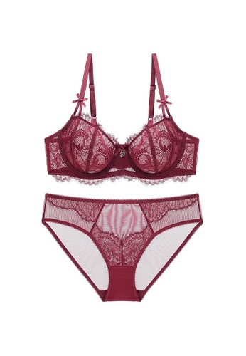 W.Excellence red Premium Red Lace Lingerie Set (Bra and Underwear) 3A2F2US1BAA37AGS_1