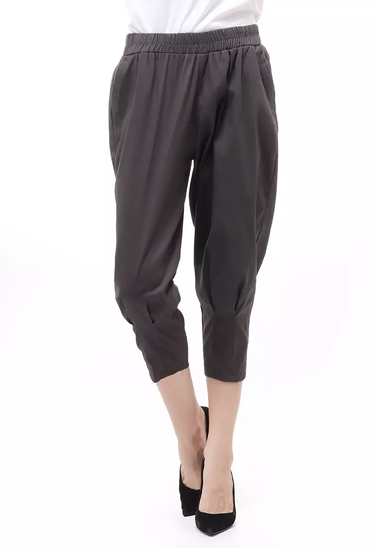 Lark Celana Panjang Bawahan Wanita Motif Solid Regular Fit - Dark Grey