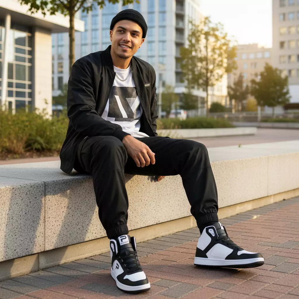 PAULMAY - Sepatu Sneakers Pria Lisbon High - White Black