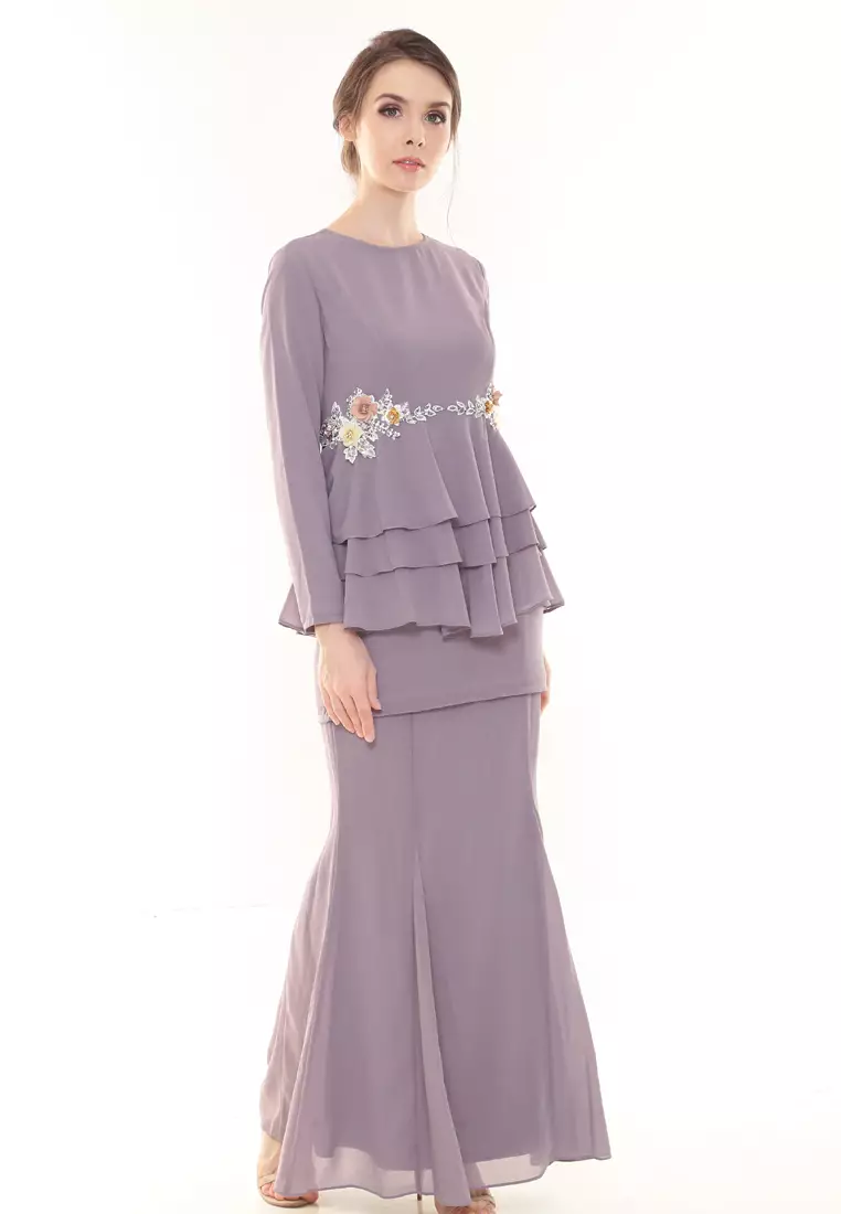 Helenna Peplum Modern in Dusty Purple Grey