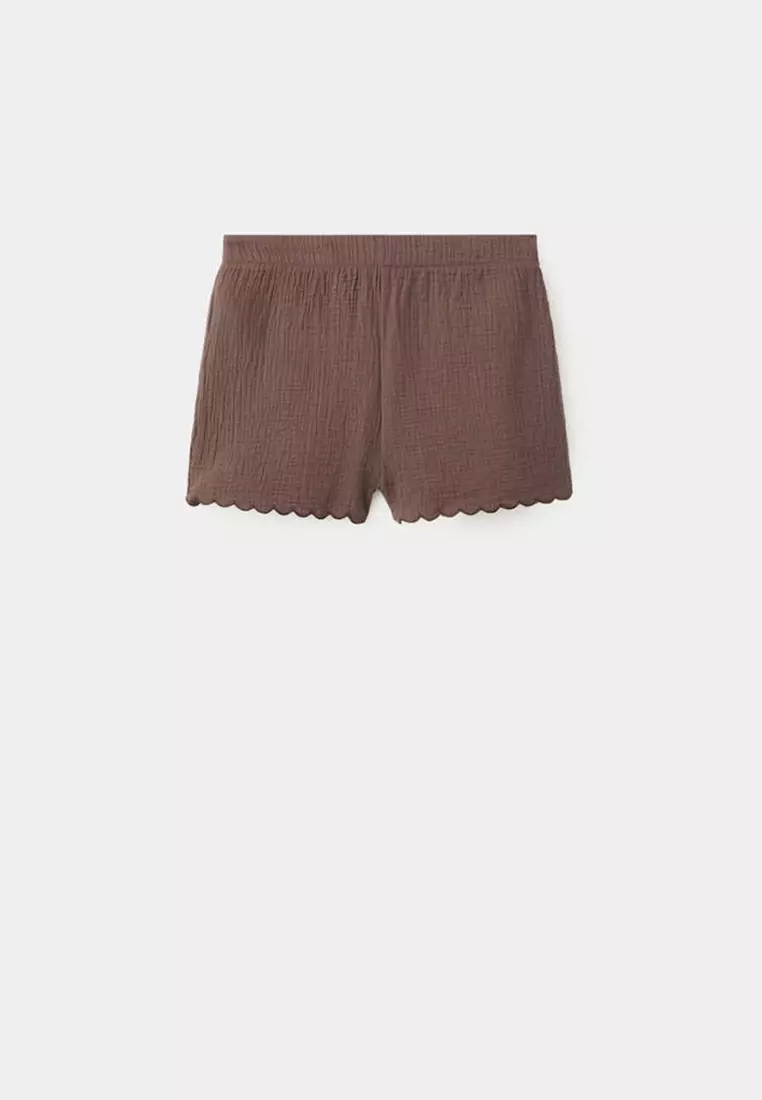 Cotton Shorts With Scalloped Details
