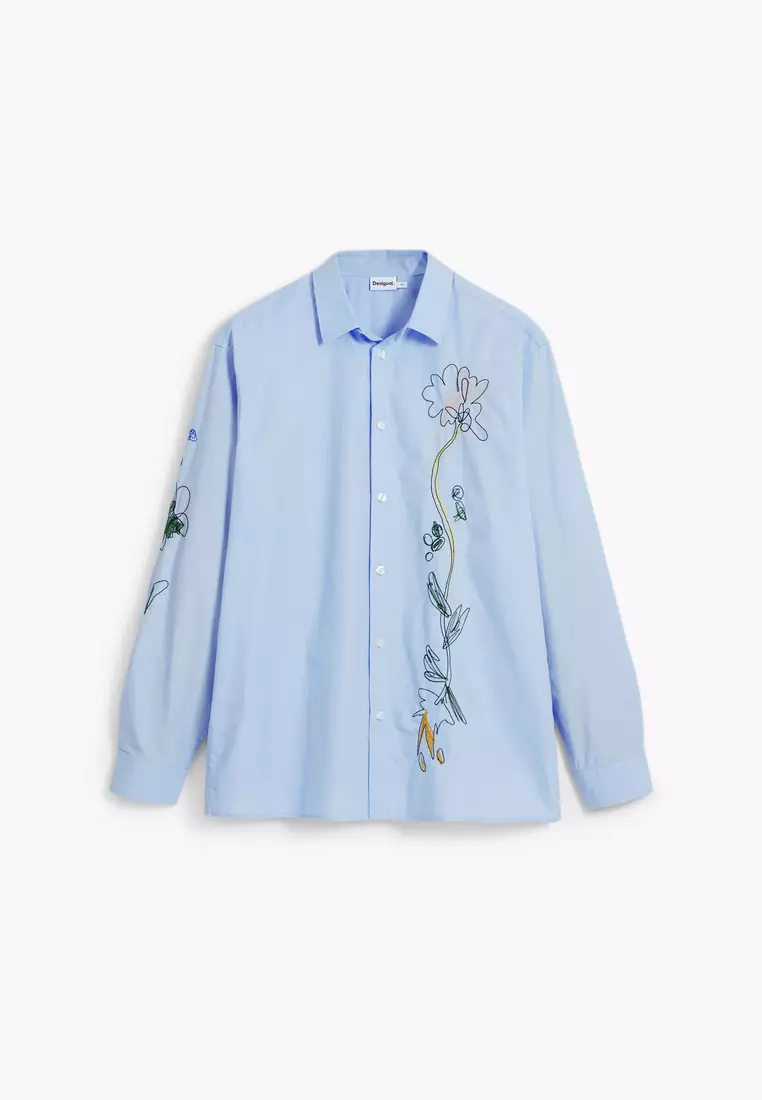 Long-sleeve shirt with embroidery