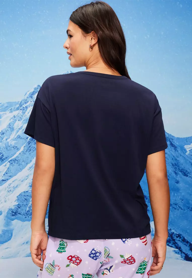 Holiday-Graphic Crew-Neck T-Shirt for Women
