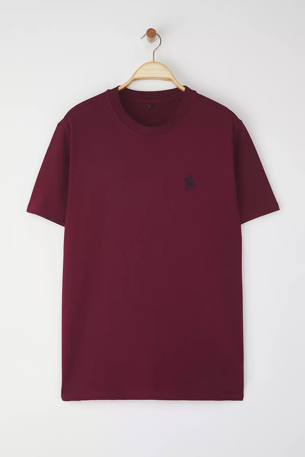Claret Red Regular/Normal Cut Embroidery Detailed 100% Cotton T-Shirt Tmnss24Ts00056