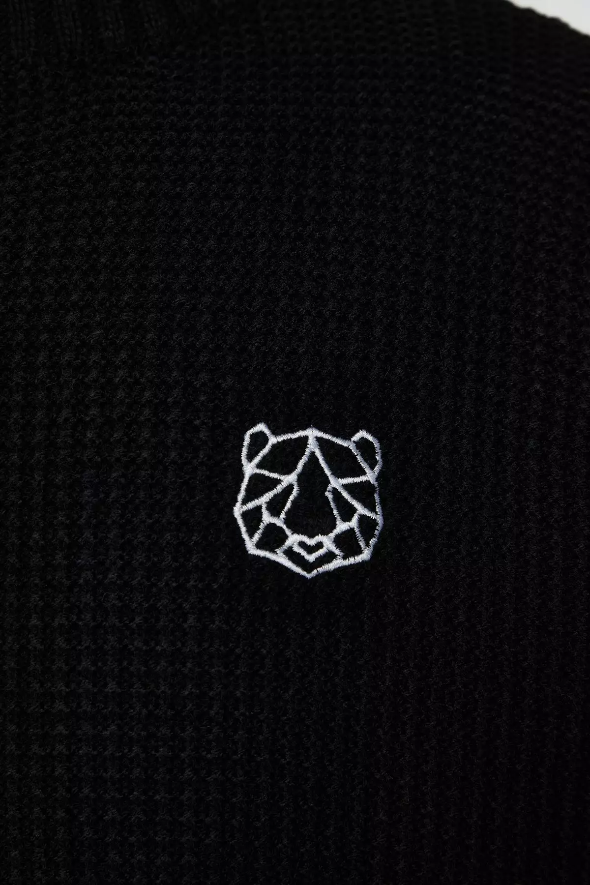 Black Oversize Fit Wide Fit Crew Neck Embroidered Knitwear Sweater TMNAW24KZ00032