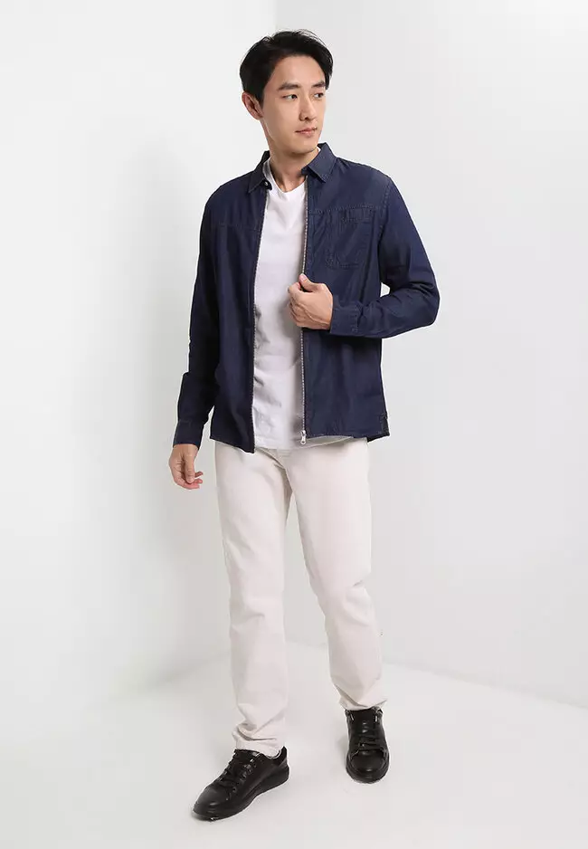 Denim Zip-Up Shirt