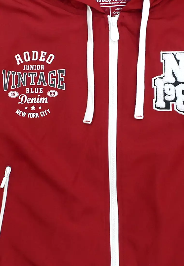 Jacket/ Jaket Anak Laki/ Rodeo Junior Maroon Jacket With Emblem