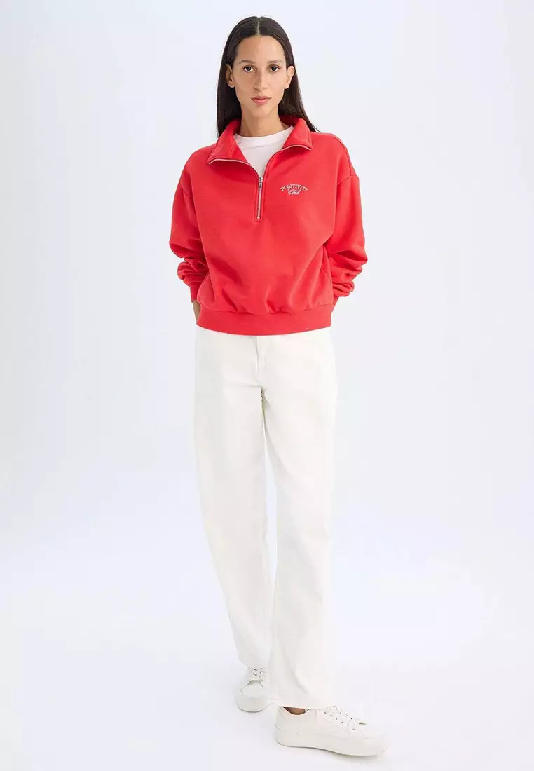 Slogan 1/4 Zip Sweatshirt