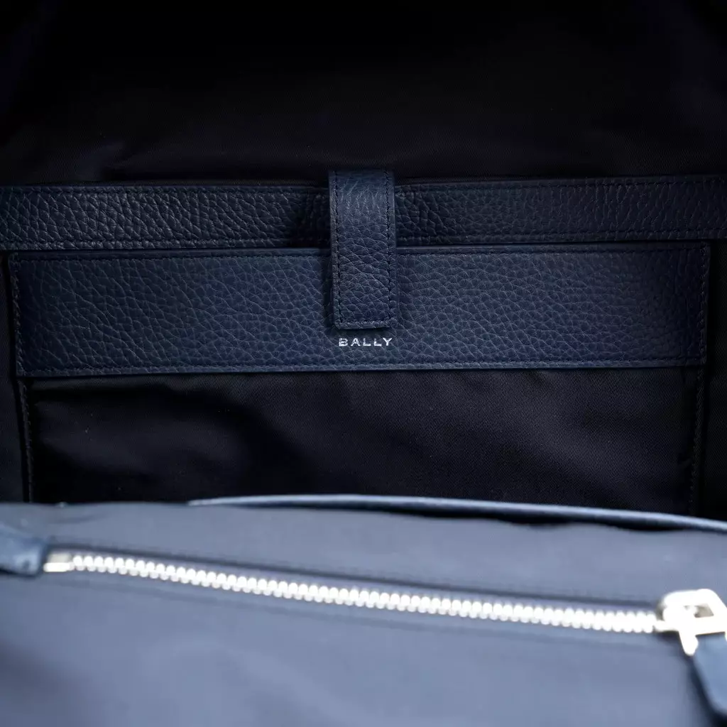 Bally Code Backpack Blue White + Pal Nylon Logo Chevron