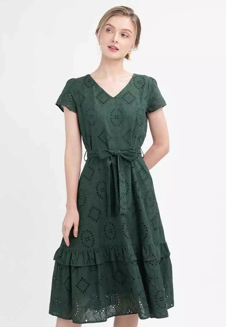 Elise Eyelet Tiered Midi Dress