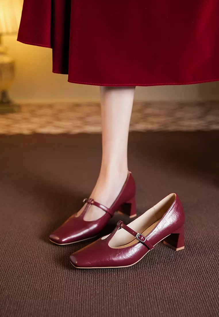 5CM T-Strap Square Toe Pumps BY2355-43