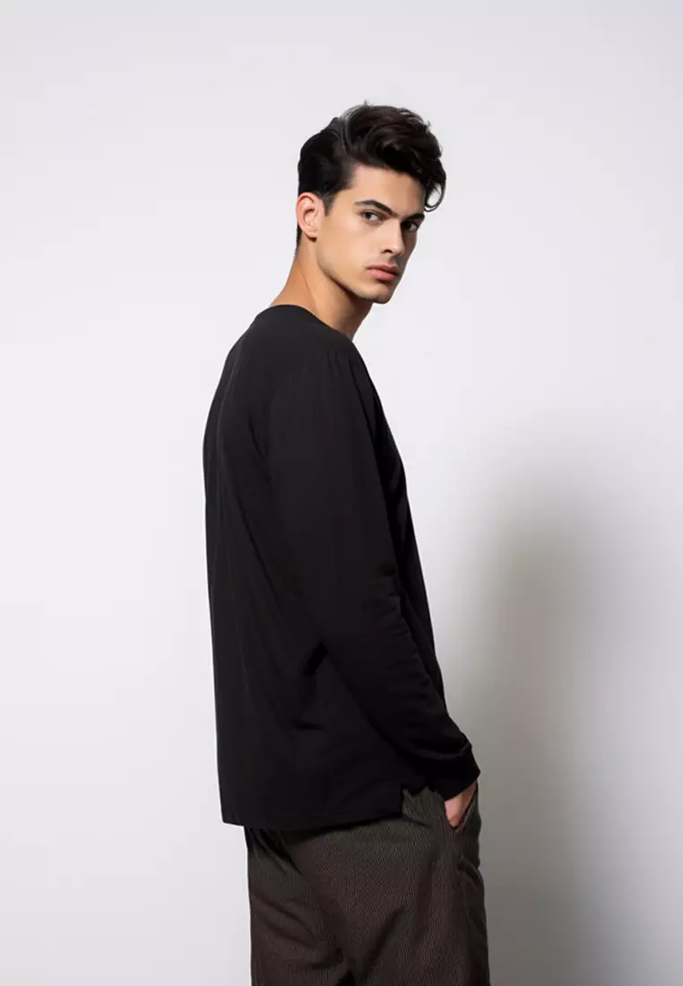 MTL89 kaos LS long sleeve tangan panjang pria instacool polos hitam