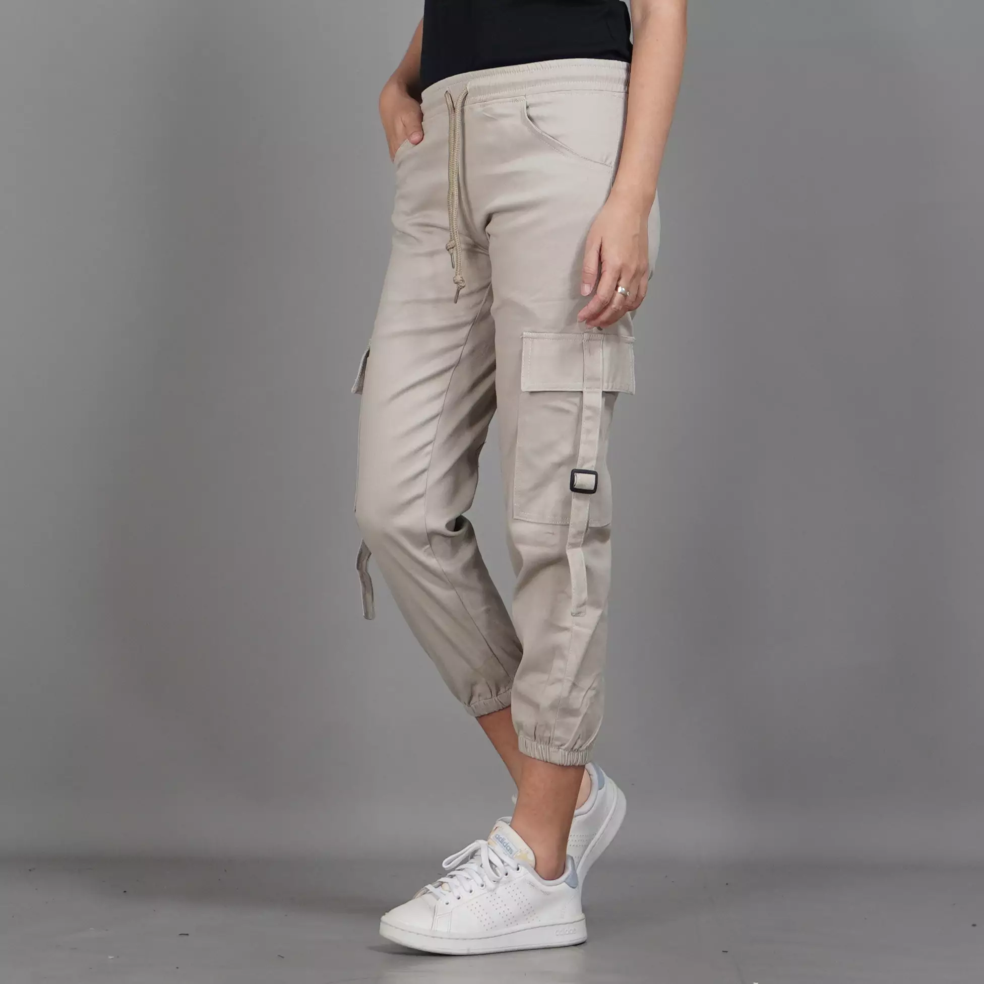 FIRA Cargo Jogger Pants Wanita Celana Cargo Jogger Cargo Pants 3/4 - KREM