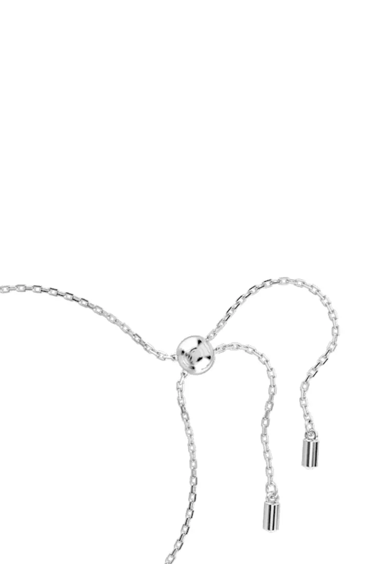 Constella Bangle, Crystal Pearl, Round Cuts, White, Rhodium Plated