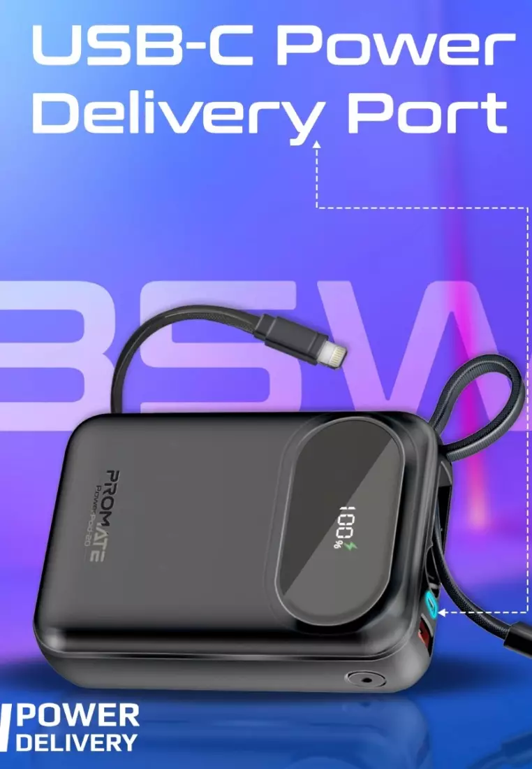 Buy Promate Powerpod20 Blue Promate 20000mah Ultra Compact 35W Fast Charging Power Bank with