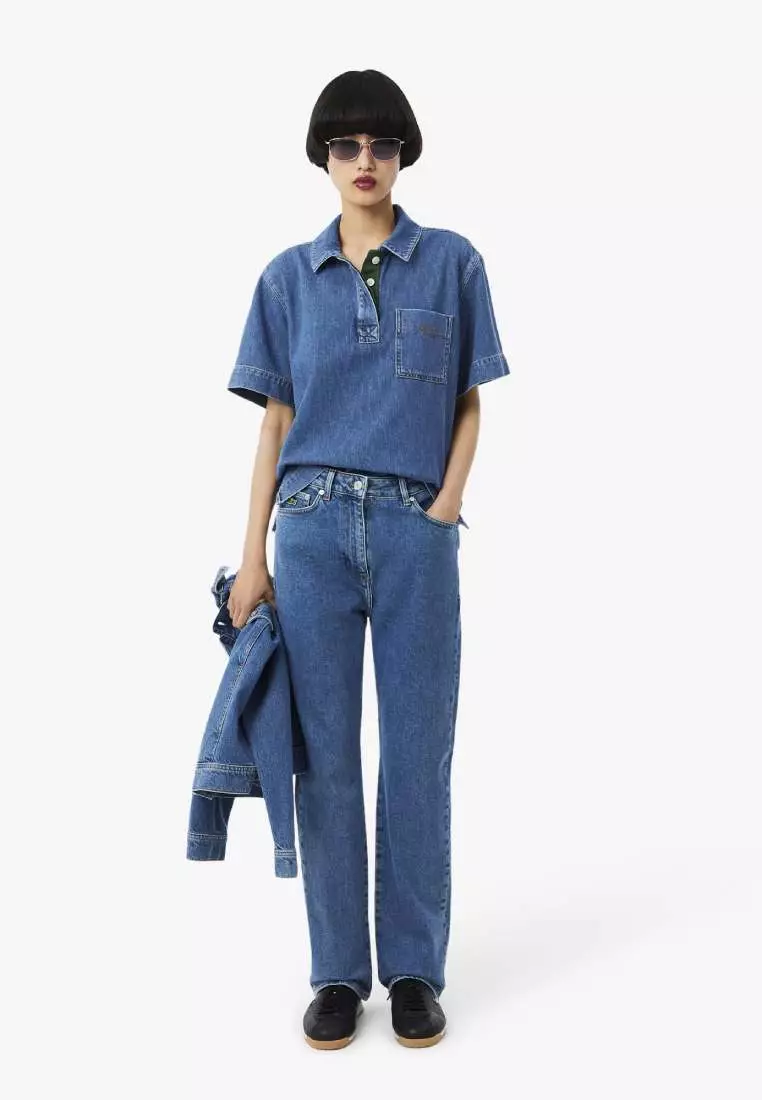 Oversized Lightweight Denim Polo Shirt