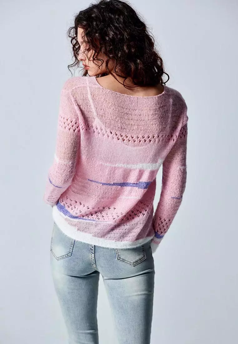 Contrast Streaks Knit Top