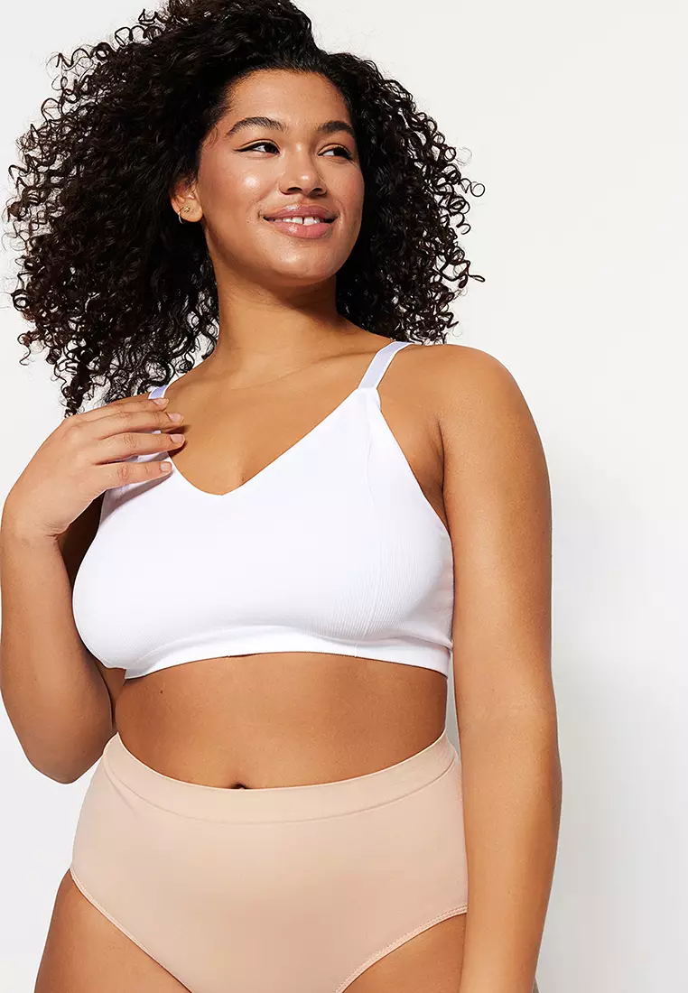 Buy Trendyol Plus Size White Strapless Seamless Bra Online