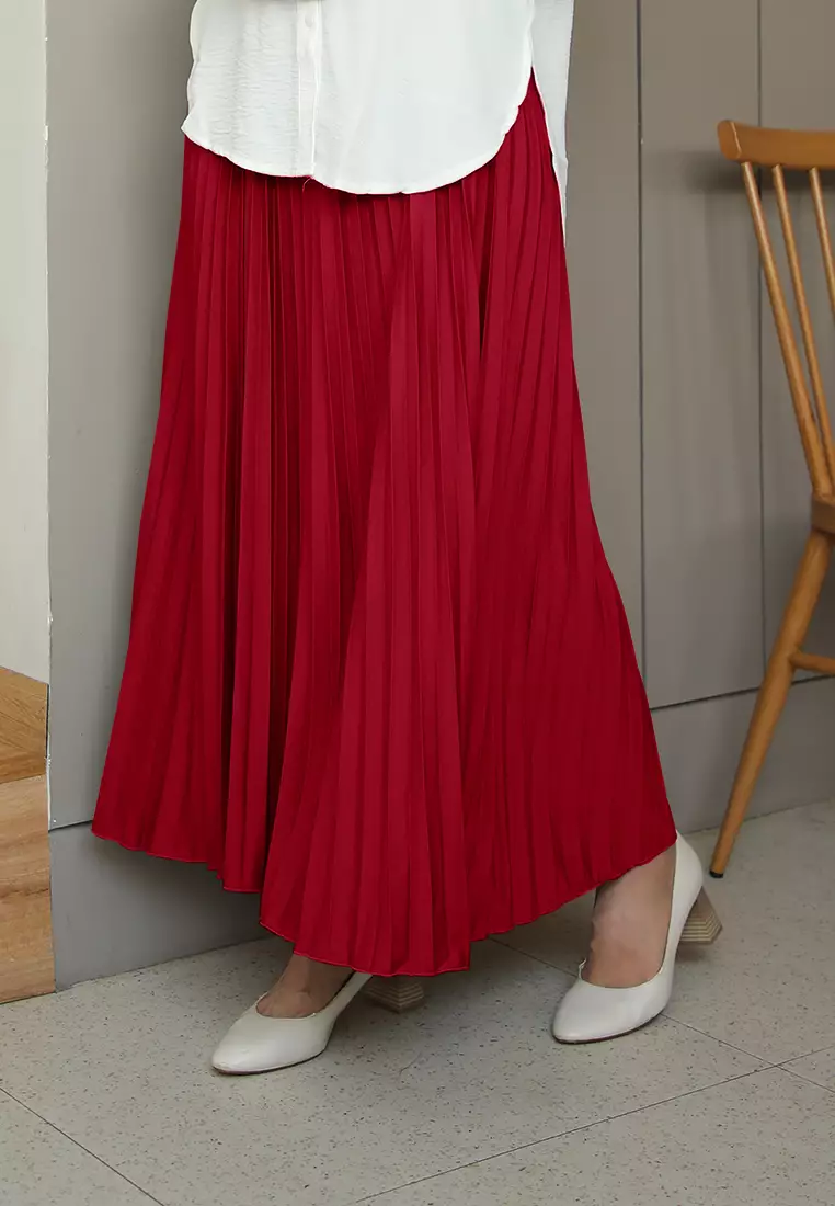 Cotton Bee - Rok Plisket Niana Aline Basic - Red Rose