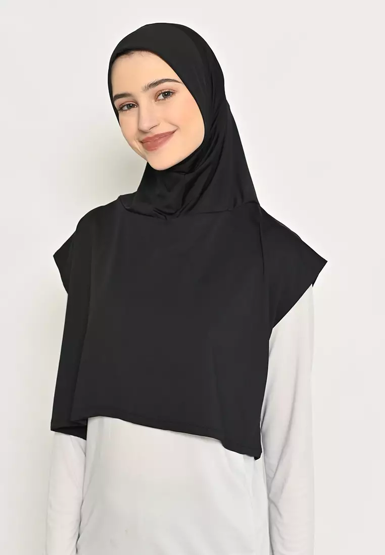 Alesha Hijab Outer Black - Hijab Olahraga