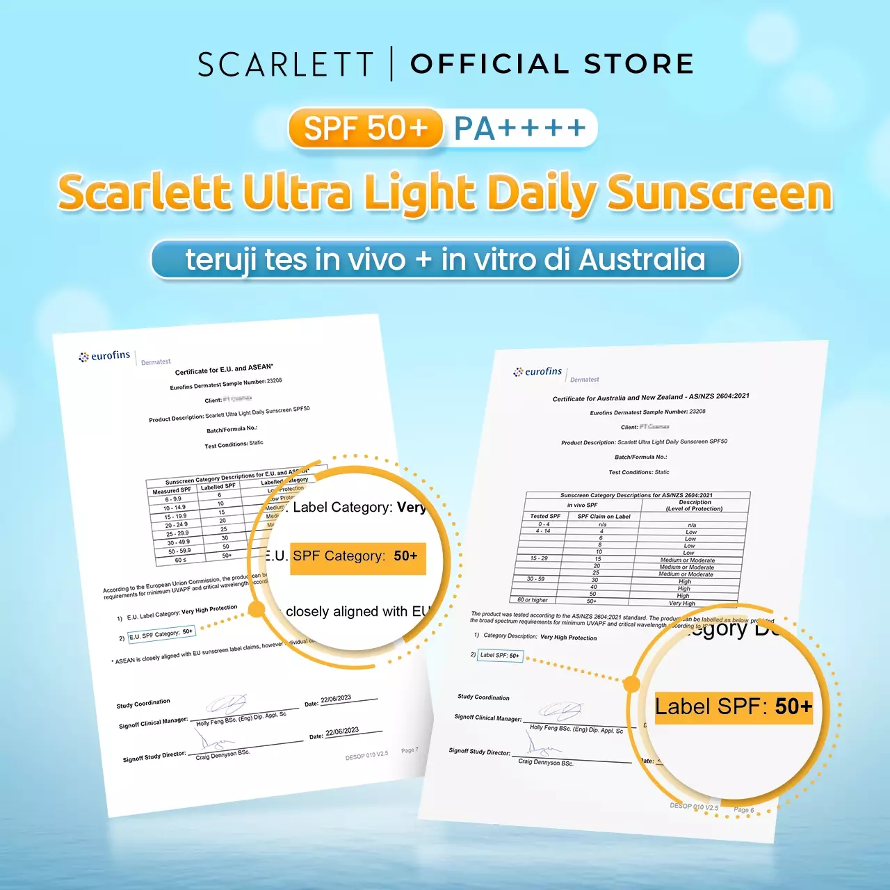 [Oily Skin Friendly] Scarlett Whitening Twin Pack Ultra Light Daily Sunscreen SPF 50+ PA++++ [Water Based] Meresap 20an Detik (Super Ringan) dengan 7X Ceramide 9X Hyaluronic Acid & No Whitecast