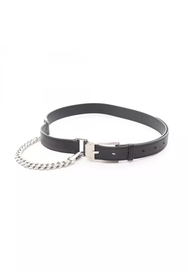 Pre-Loved Hermès Andy 26 belt leather black Silver silver hardware B stamp