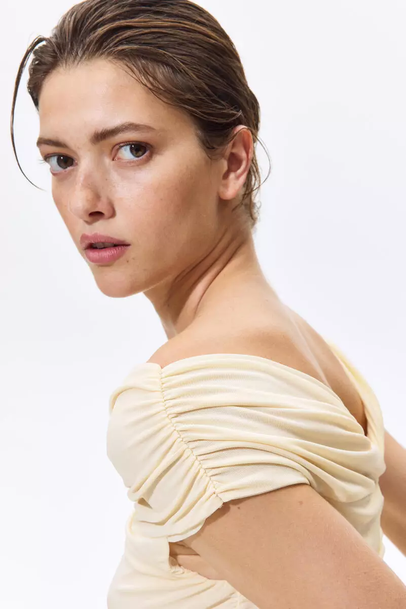Gathered off-the shoulder top