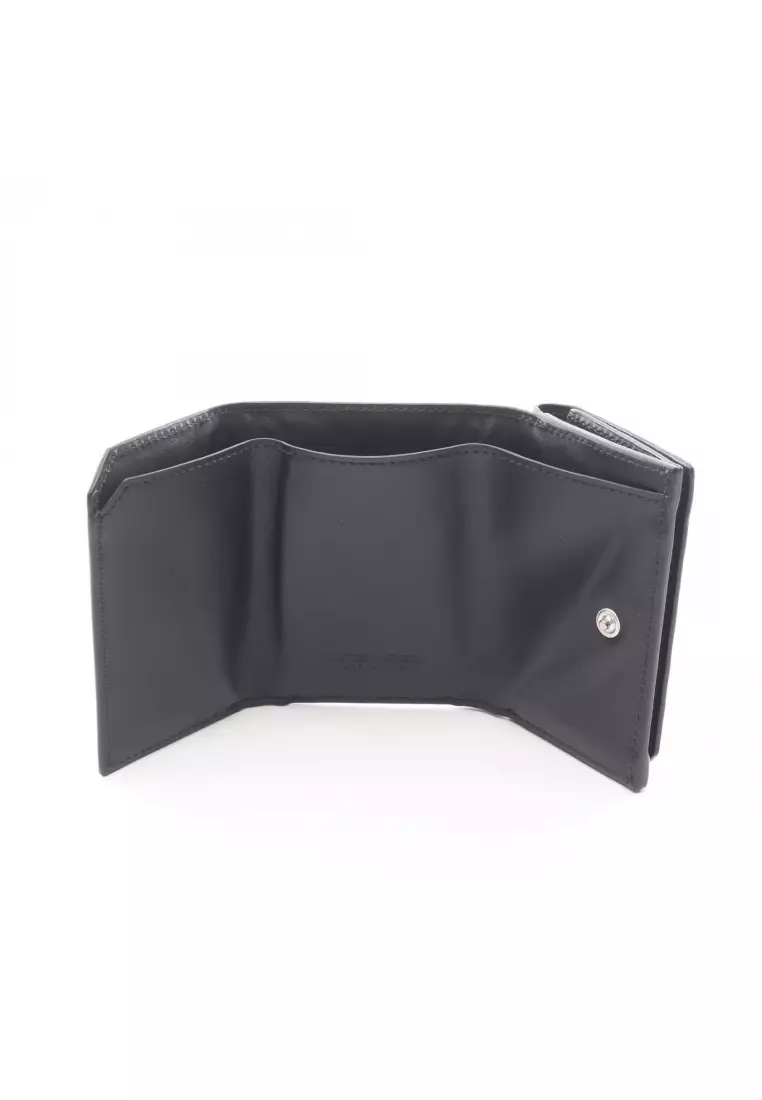 Pre-Loved BOTTEGA VENETA Intrecciato trifold wallet leather black