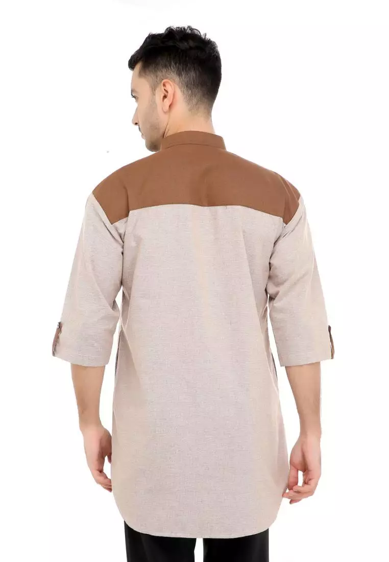 Baju Koko Gamis Muslim Pria Luqman - Cream