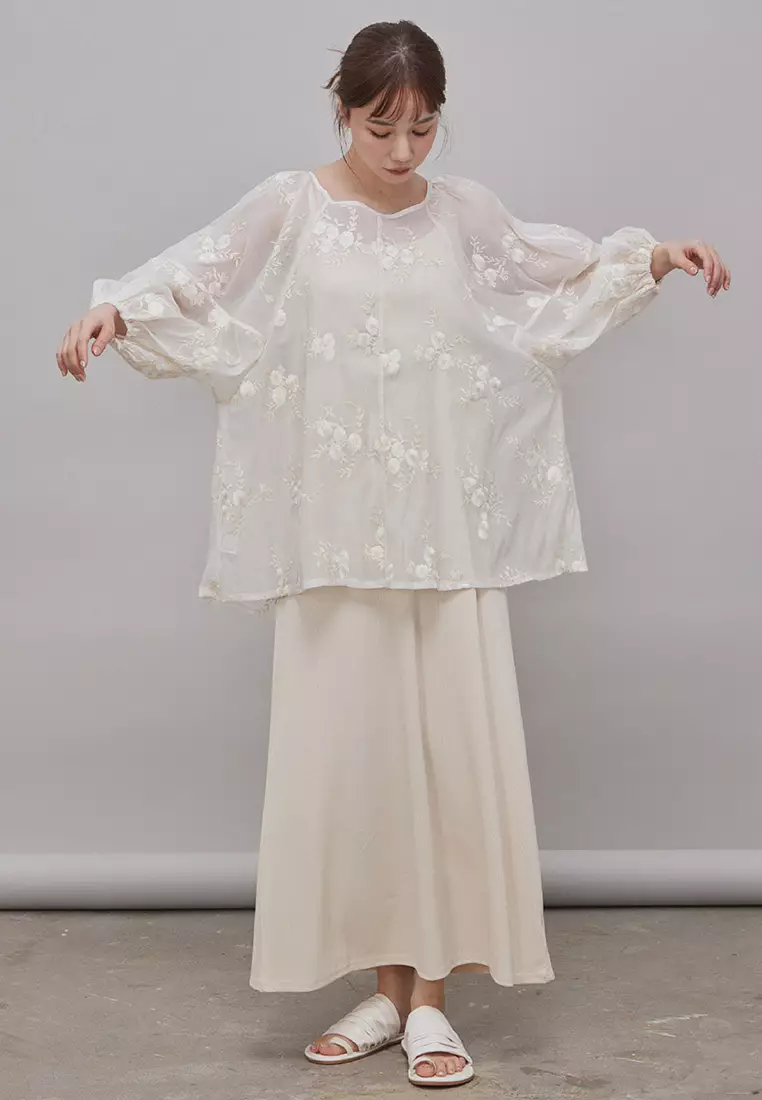 Buy X.O.X.O. Flower Embroidery Sheer Top With Ties 2025