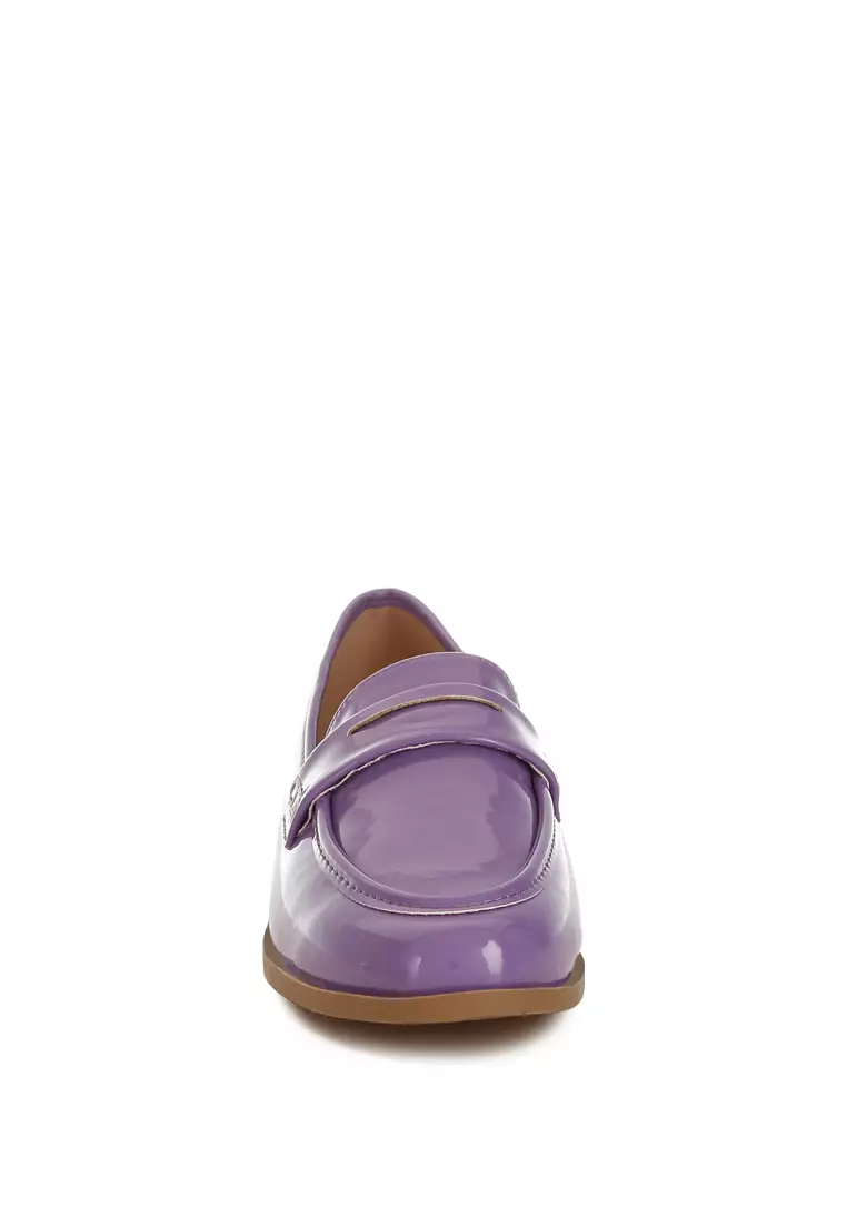 Penny Strap Detail Loafers in Lilac
