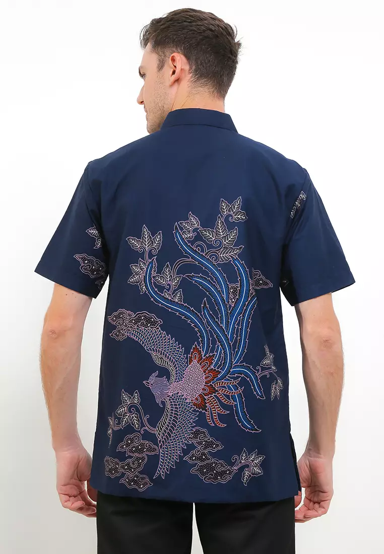 Hem Furing Firenze Batik Pria Lengan Pendek Navy