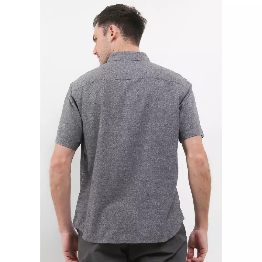 TRIPLE Kemeja Flanel Lengan Pendek Slim Fit (SS 530) - Grey