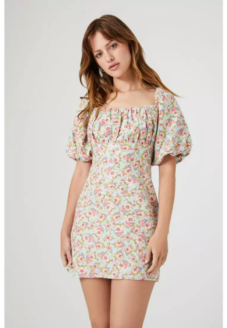 Forever 21 floral tie front fit and flare mini dress online