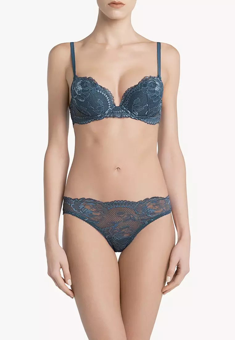 Buy La Perla La Perla lingerie lace push-up bra in Blue 2024