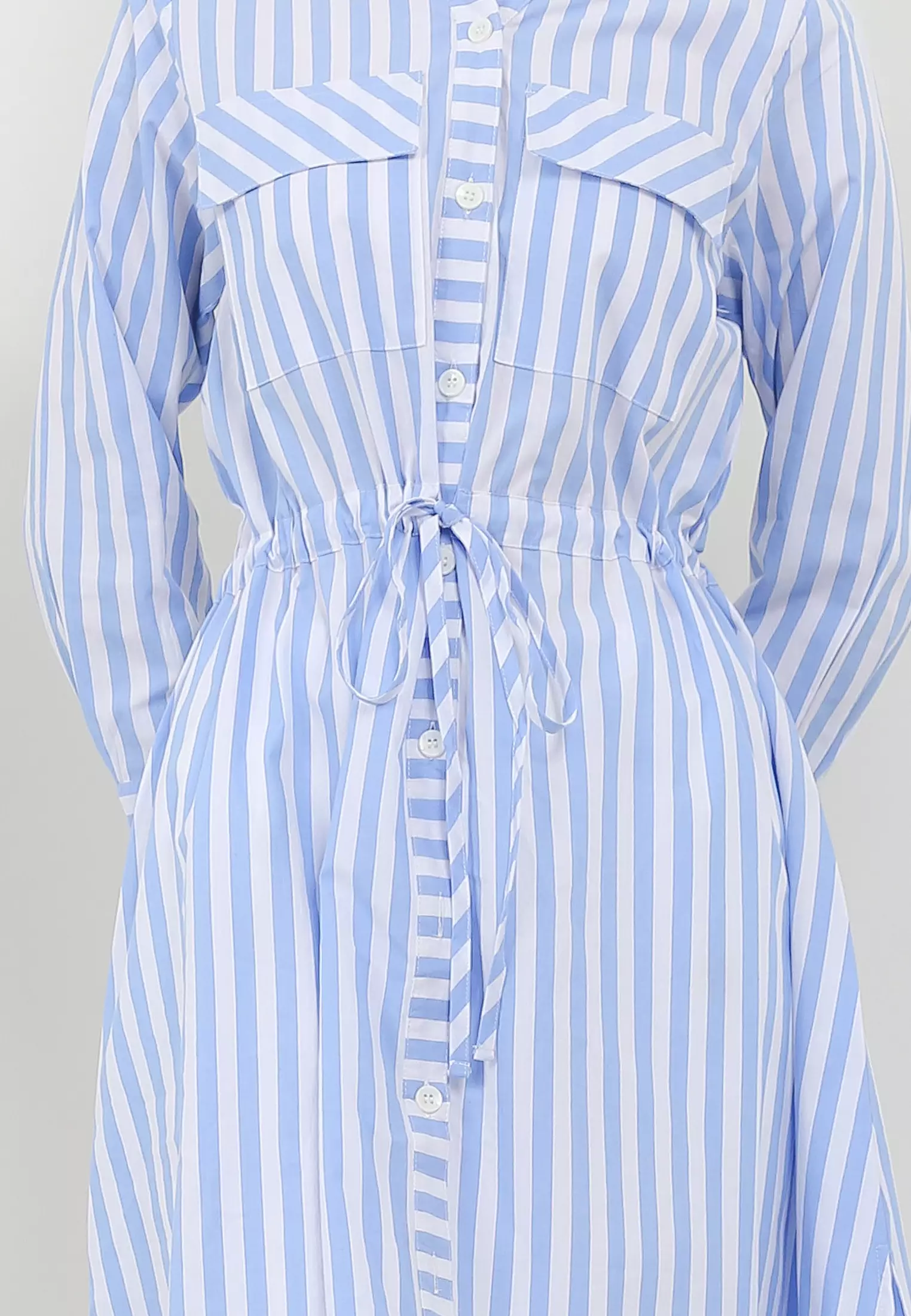 MFMW Hiraya Midi Dress Biru Motif Salur