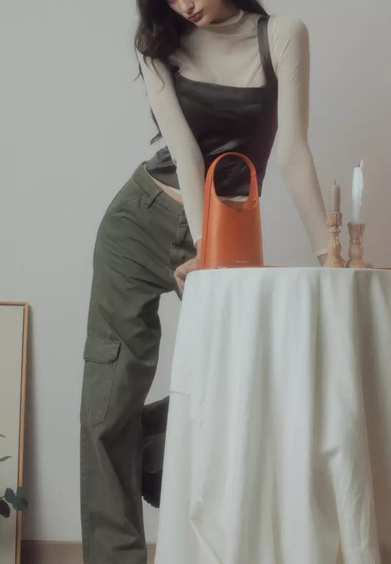 TIN Vegan Leather Crossbody Bag Brick Orange