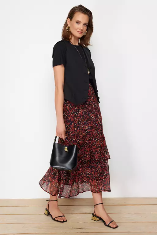 Tile Animal Patterned Lined Skirt