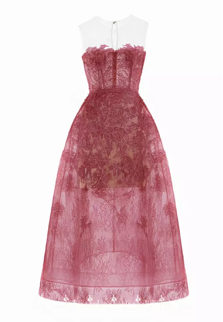 Perspective sexy chiffon sequined lace dress CA24102508PI